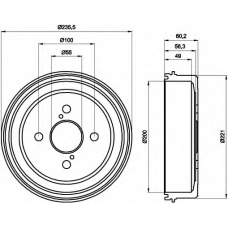 8DT 355 300-511 HELLA Тормозной барабан