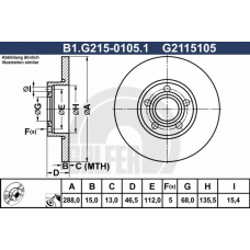 B1.G215-0105.1 GALFER Тормозной диск