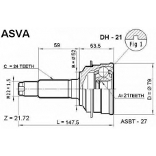 DH-21 ASVA Шарнирный комплект, приводной вал