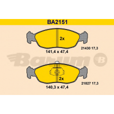 BA2151 BARUM Комплект тормозных колодок, дисковый тормоз