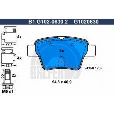 B1.G102-0630.2 GALFER Комплект тормозных колодок, дисковый тормоз