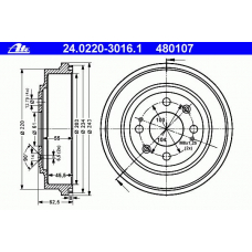 24.0220-3016.1 ATE Тормозной барабан