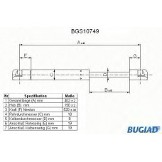 BGS10749 BUGIAD Газовая пружина, крышка багажник