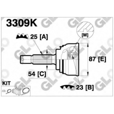 3309K GLO Шарнирный комплект, приводной вал