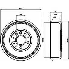 8DT 355 301-721 HELLA Тормозной барабан