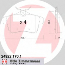 24922.170.1 ZIMMERMANN Комплект тормозных колодок, дисковый тормоз
