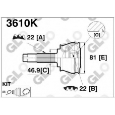 3610K GLO Шарнирный комплект, приводной вал