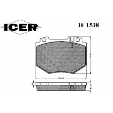 181538 ICER Комплект тормозных колодок, дисковый тормоз