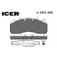 151831-066 ICER Комплект тормозных колодок, дисковый тормоз