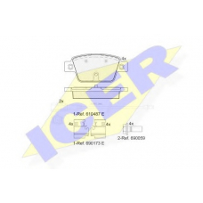 182043 ICER Комплект тормозных колодок, дисковый тормоз