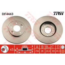 DF4443 TRW Тормозной диск