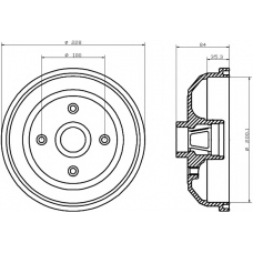 8DT 355 301-551 HELLA PAGID Тормозной барабан