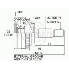 OJ-1446 InterParts Шарнирный комплект, приводной вал