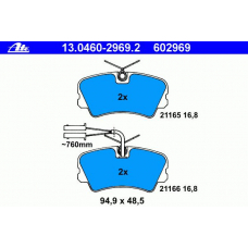 13.0460-2969.2 ATE Комплект тормозных колодок, дисковый тормоз