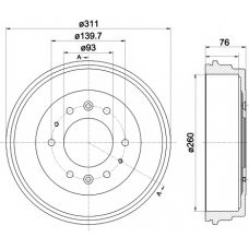 8DT 355 301-841 HELLA PAGID Тормозной барабан