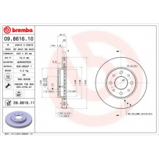 09.8616.11 BREMBO Тормозной диск