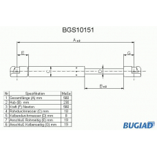 BGS10151 BUGIAD Газовая пружина, крышка багажник