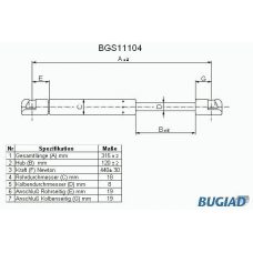 BGS11104 BUGIAD Газовая пружина, капот