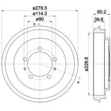 8DT 355 302-431 HELLA Тормозной барабан