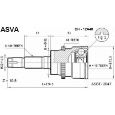 DH-12A48 ASVA Шарнирный комплект, приводной вал