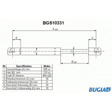 BGS10331 BUGIAD Газовая пружина, крышка багажник