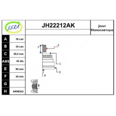 JH22212AK SERA Шарнирный комплект, приводной вал