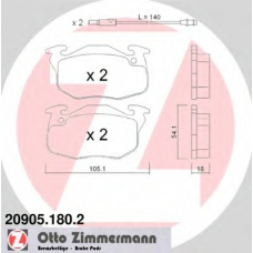 20905.180.2 ZIMMERMANN Комплект тормозных колодок, дисковый тормоз