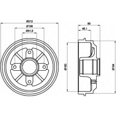 8DT 355 301-281 HELLA Тормозной барабан