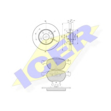 31537-5980 ICER Комплект тормозов, дисковый тормозной механизм