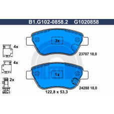 B1.G102-0858.2 GALFER Комплект тормозных колодок, дисковый тормоз