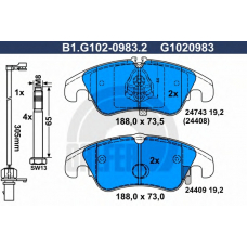 B1.G102-0983.2 GALFER Комплект тормозных колодок, дисковый тормоз
