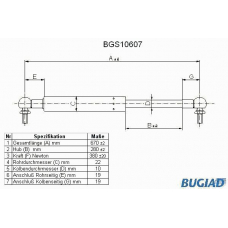 BGS10607 BUGIAD Газовая пружина, крышка багажник