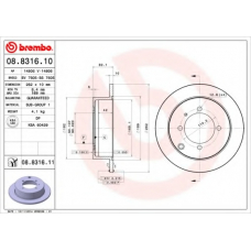 08.8316.11 BREMBO Тормозной диск