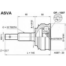 OP-1007 ASVA Шарнирный комплект, приводной вал