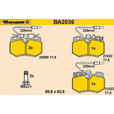 BA2036 BARUM Комплект тормозных колодок, дисковый тормоз