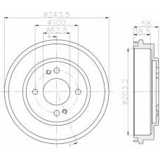 8DT 355 301-041 HELLA Тормозной барабан