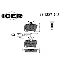 181387-203 ICER Комплект тормозных колодок, дисковый тормоз