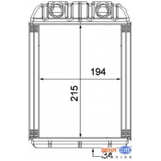 8FH 351 315-351 HELLA Теплообменник, отопление салона