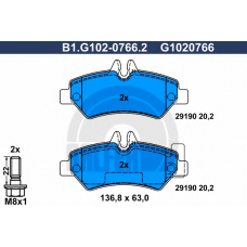 B1.G102-0766.2 GALFER Комплект тормозных колодок, дисковый тормоз