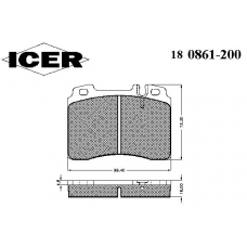180861-200 ICER Комплект тормозных колодок, дисковый тормоз