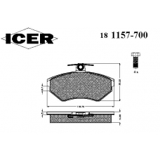 181157-700 ICER Комплект тормозных колодок, дисковый тормоз