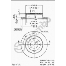 09.5919.10 BREMBO Тормозной диск