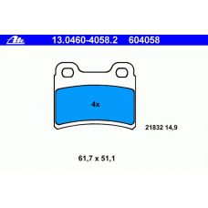 13.0460-4058.2 ATE Комплект тормозных колодок, дисковый тормоз
