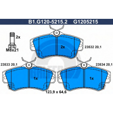 B1.G120-5215.2 GALFER Комплект тормозных колодок, дисковый тормоз