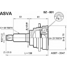 SZ-801 ASVA Шарнирный комплект, приводной вал