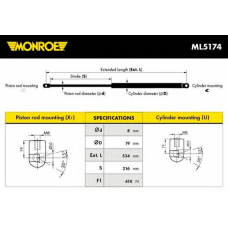 ML5174 MONROE Газовая пружина, крышка багажник