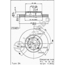 09.5285.10 BREMBO Тормозной диск