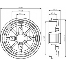 8DT 355 300-731 HELLA PAGID Тормозной барабан