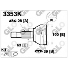 3353K GLO Шарнирный комплект, приводной вал