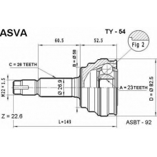 TY-54 ASVA Шарнирный комплект, приводной вал